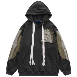 Oversize Hoodie Bone Patchwork sold by Yugen Theory