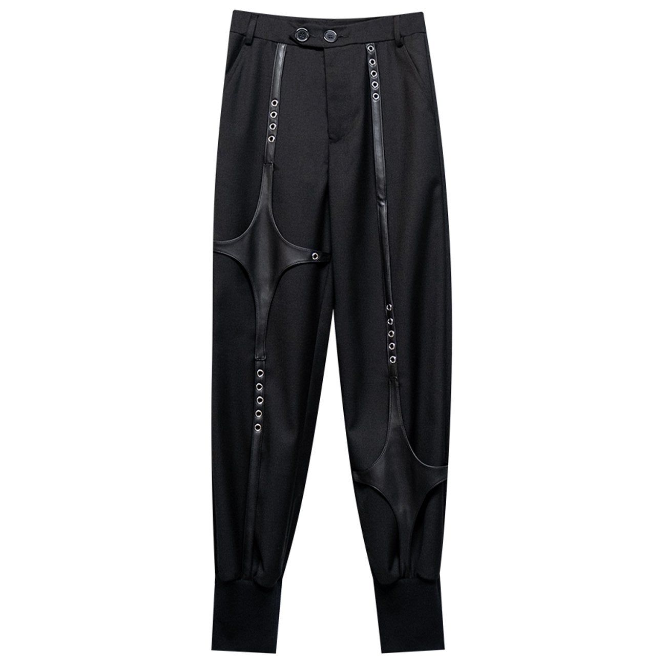 Personality Patchwork PU Pants sold by Yugen Theory