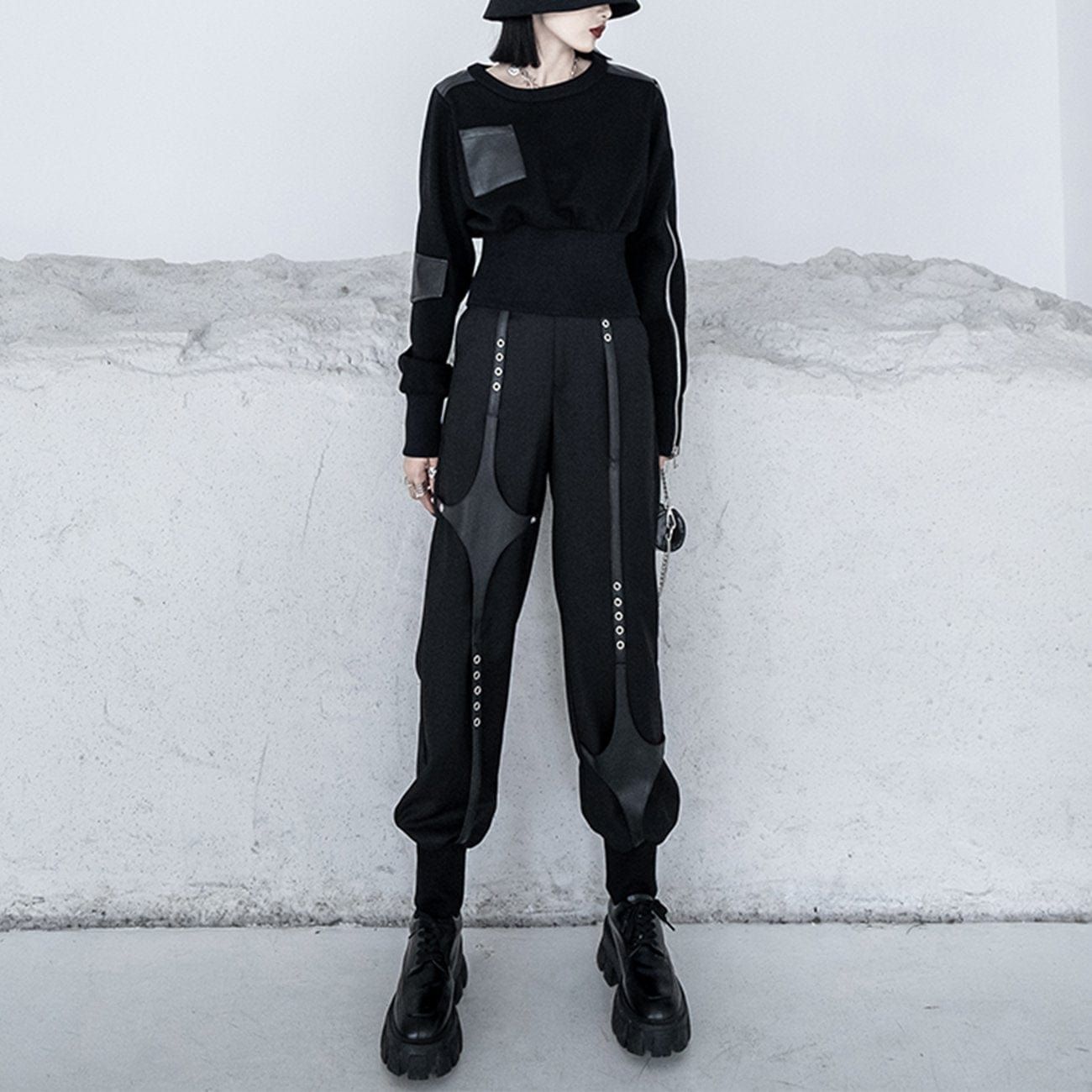 Personality Patchwork PU Pants sold by Yugen Theory product image thumbnail 2