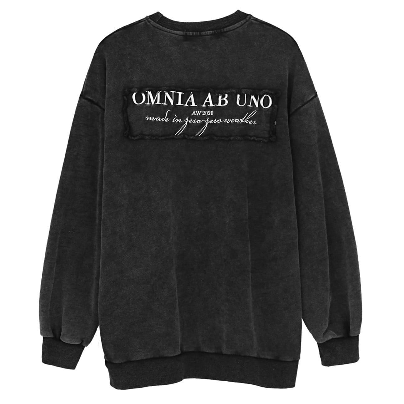 Dark Solid Patchwork Print Wash Sweatshirt sold by Yugen Theory