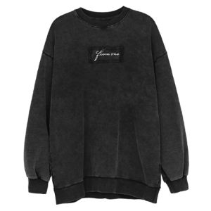 Dark Solid Patchwork Print Wash Sweatshirt sold by Yugen Theory