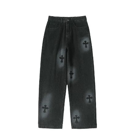 Straight Leg Jeans Cross Patch sold by Yugen Theory