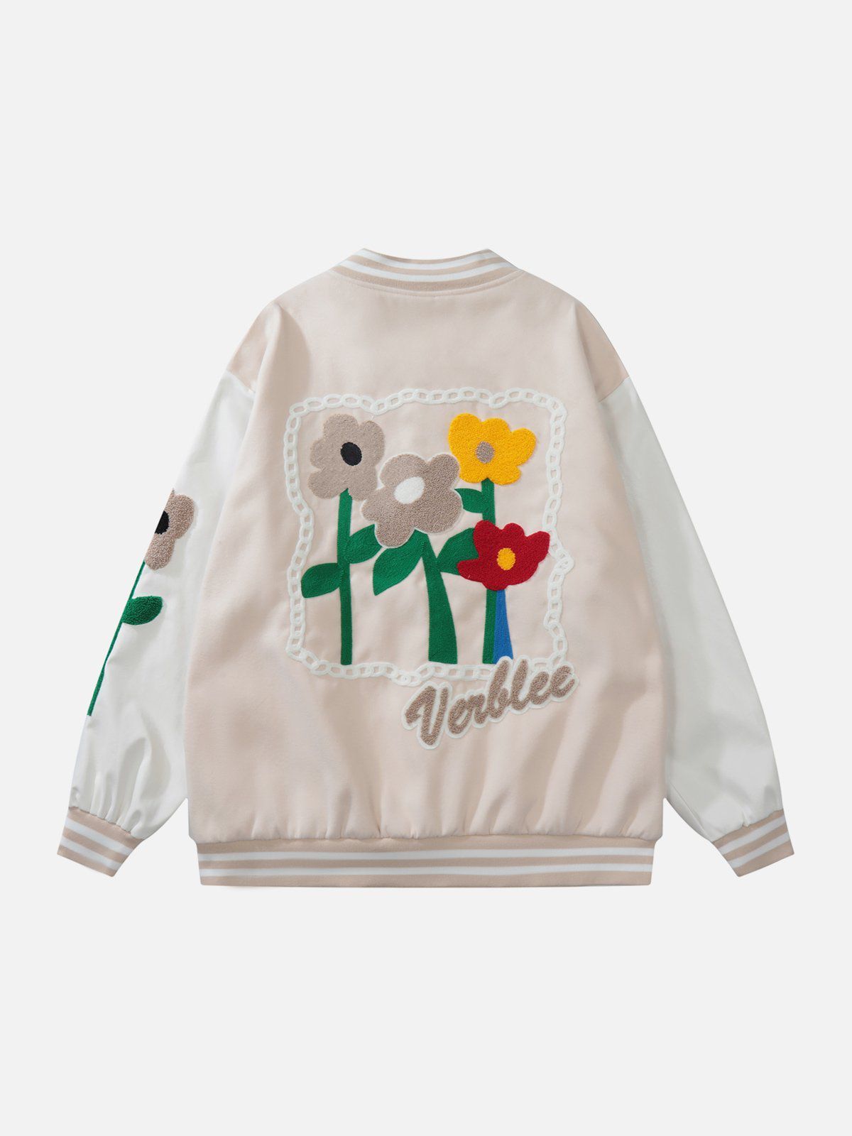 Colorful Floral Flocked Varsity Jacket sold by Yugen Theory product image thumbnail 4