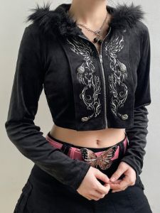 Embroidered Zipper Cropped Jacket sold by Yugen Theory