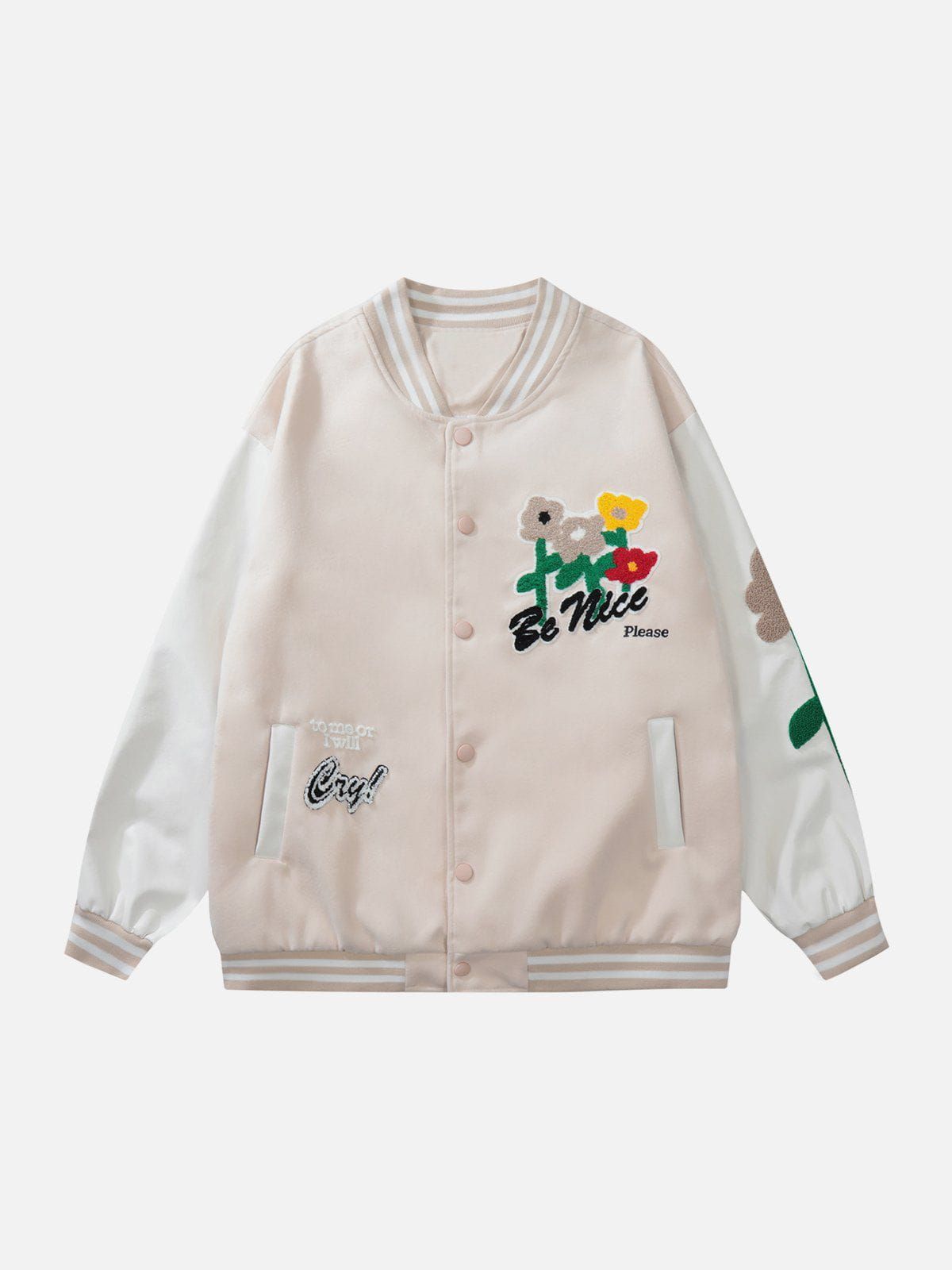 Colorful Floral Flocked Varsity Jacket sold by Yugen Theory product image thumbnail 3