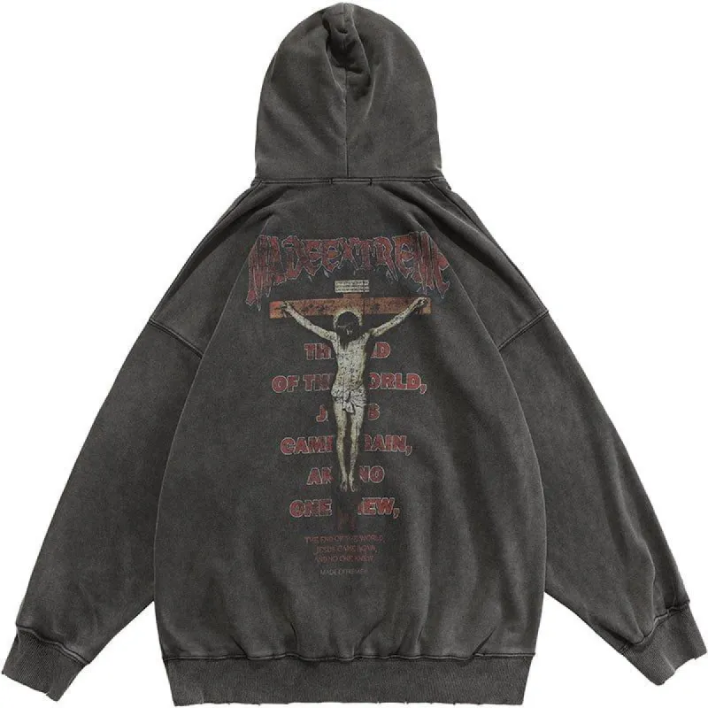 Distressed Punk Hoodie Jesus sold by Yugen Theory