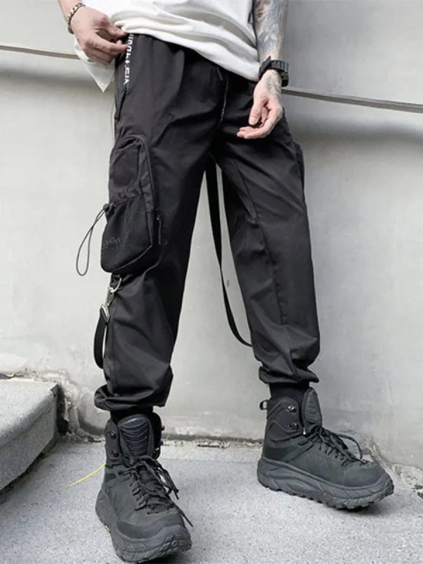 Drawstring Pockets Ribbons Cargo Pants sold by Yugen Theory
