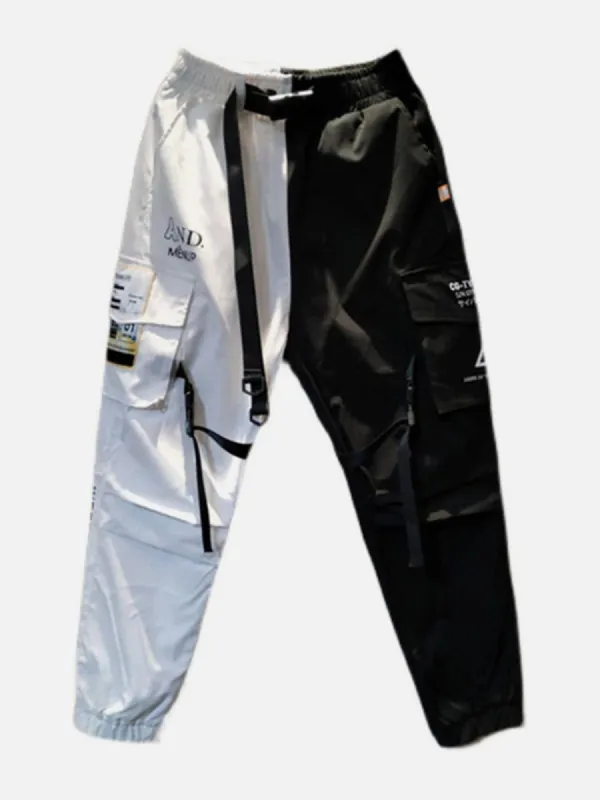 Patchwork Ribbons Print Cargo Pants sold by Yugen Theory