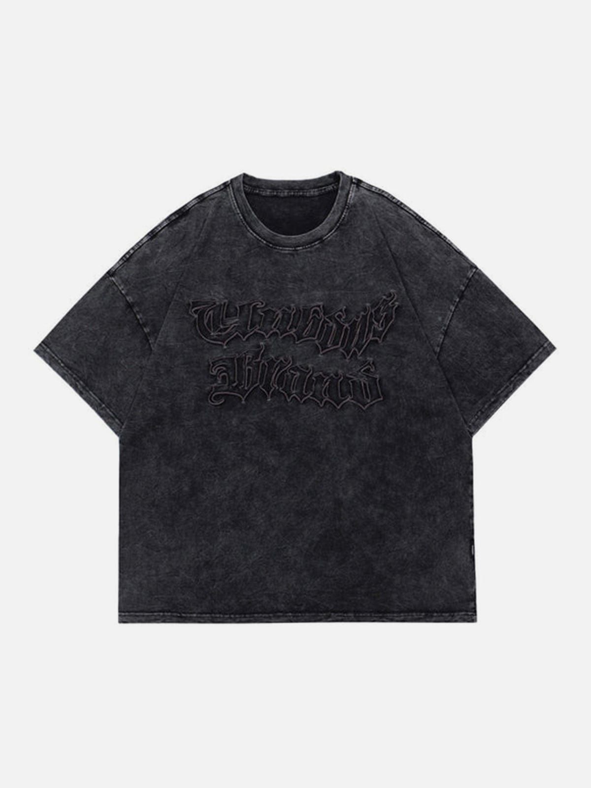 Irregular Embroidery Washed Graphic T-Shirt sold by Yugen Theory product image thumbnail 2