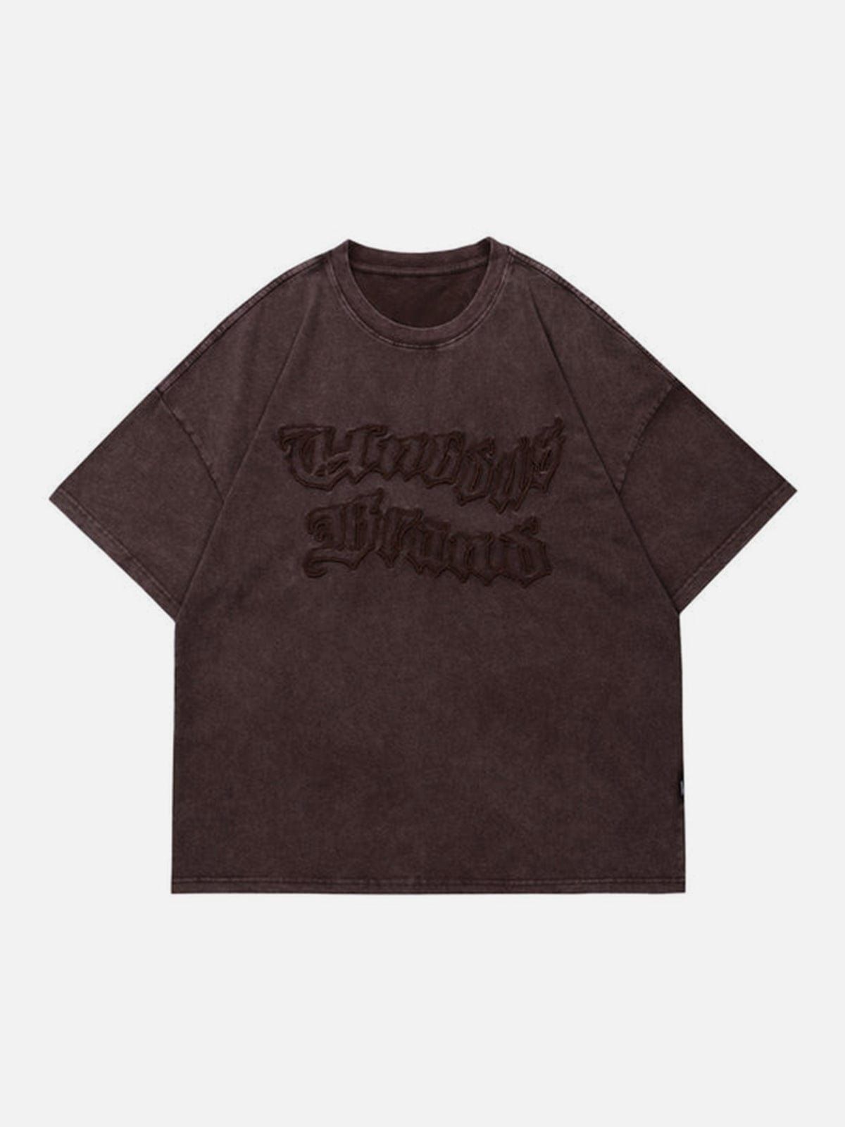 Irregular Embroidery Washed Graphic T-Shirt sold by Yugen Theory