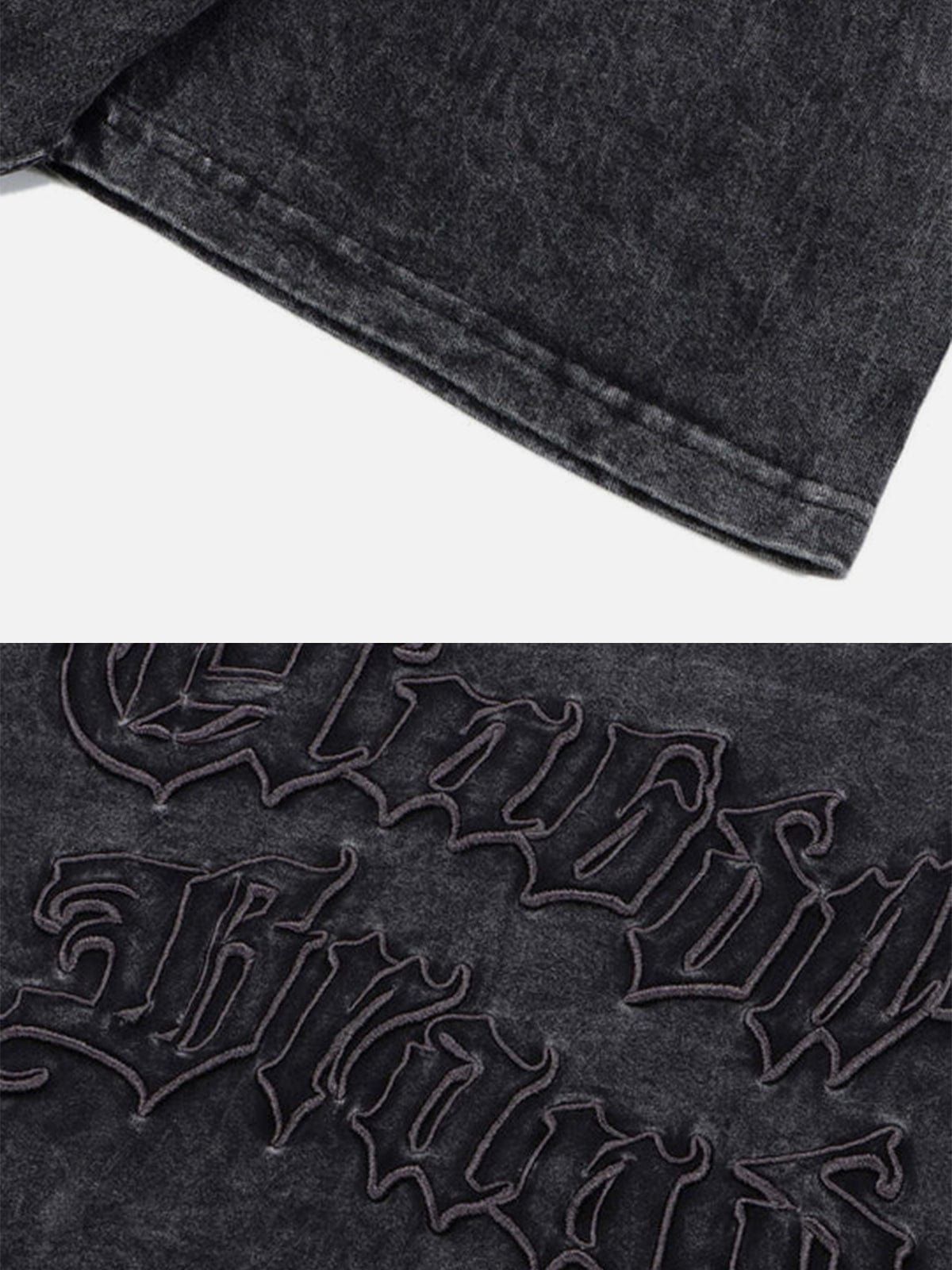 Irregular Embroidery Washed Graphic T-Shirt sold by Yugen Theory product image thumbnail 5