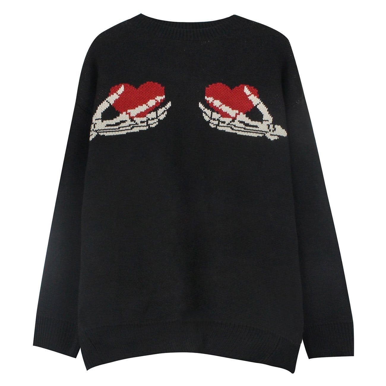 Skeleton Holding Heart Knitted Sweater sold by Yugen Theory product image thumbnail 2