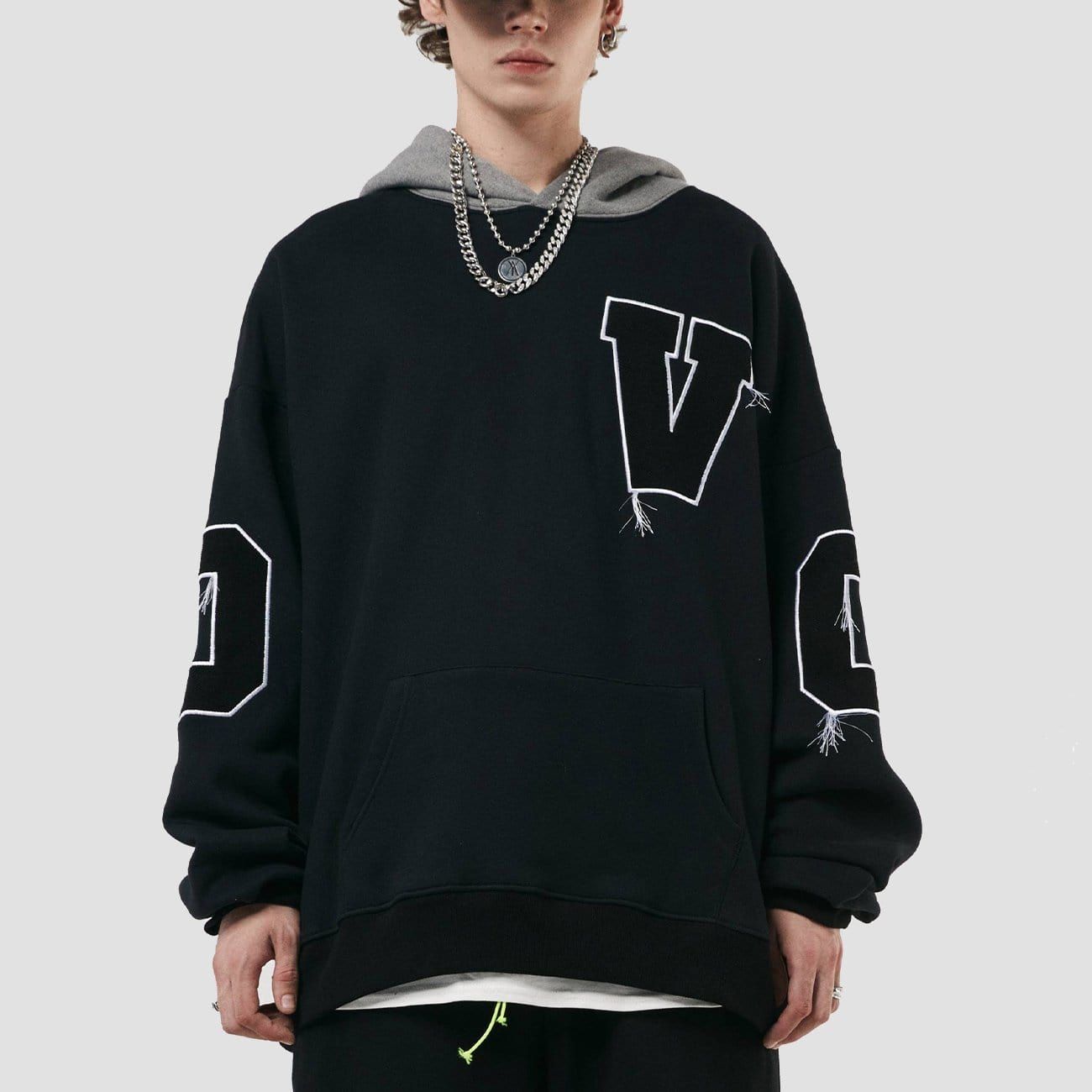 Fake Two Tassel Embroidery Letters Print Hoodie sold by Yugen Theory product image thumbnail 2