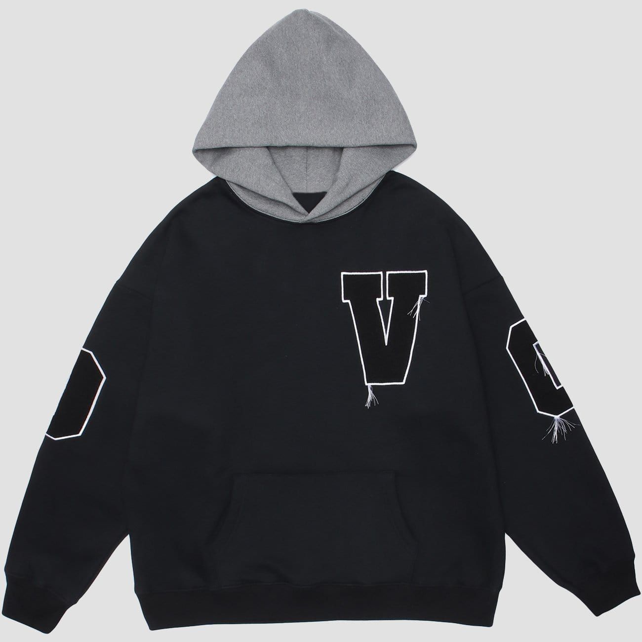 Fake Two Tassel Embroidery Letters Print Hoodie sold by Yugen Theory