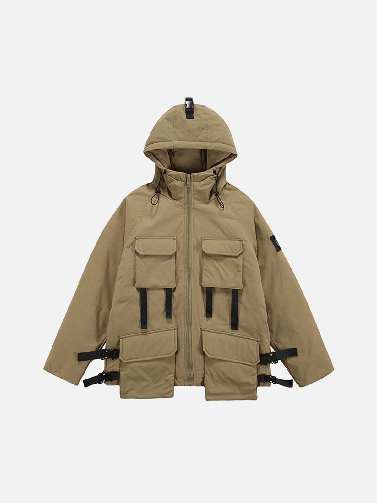 Multi Pockets Ribbons Hooded Winter Coat sold by Yugen Theory