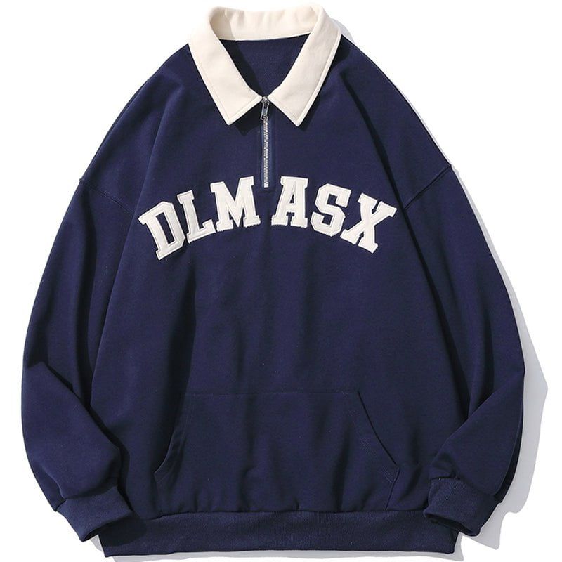 Half Zip Sweatshirt Embroidery Letter sold by Yugen Theory product image thumbnail 2