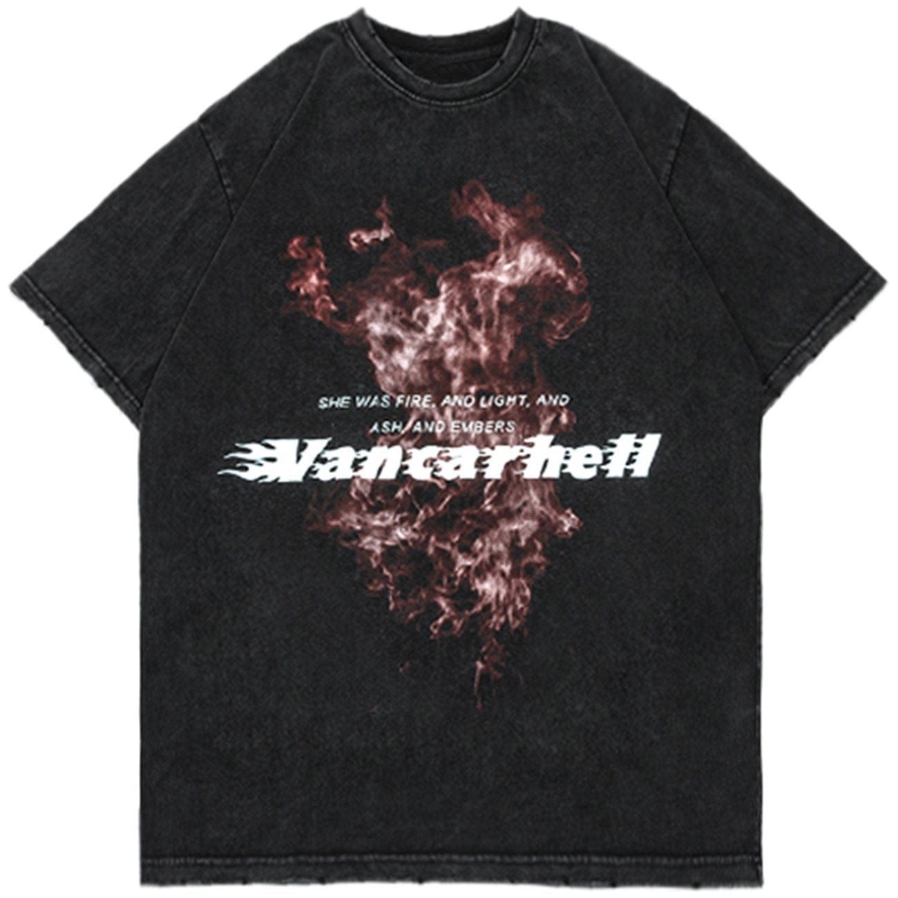 Washed Burning Flame Graphic T-Shirt sold by Yugen Theory