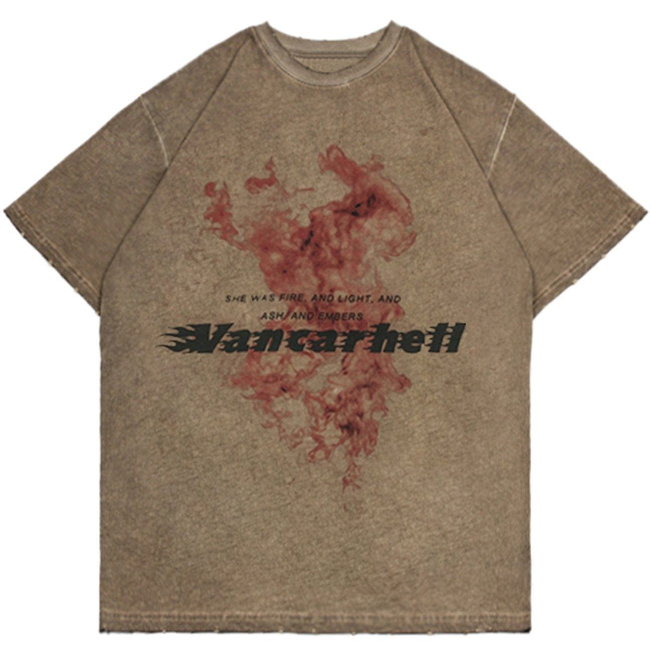 Washed Burning Flame Graphic T-Shirt sold by Yugen Theory product image thumbnail 3