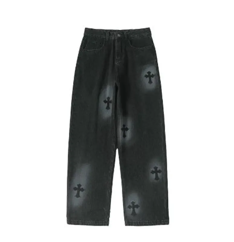 Straight Leg Jeans Cross Patch sold by Yugen Theory