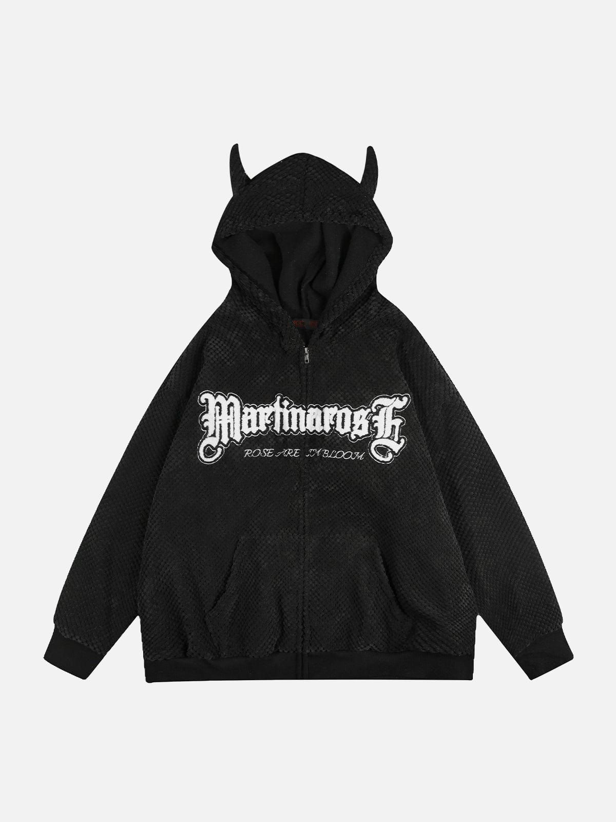 Gothic Letter Devil Head Hoodie sold by Yugen Theory product image thumbnail 2