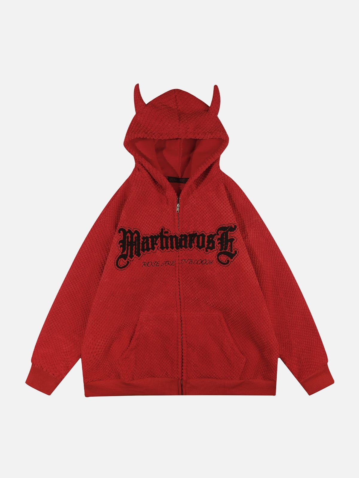 Gothic Letter Devil Head Hoodie sold by Yugen Theory product image thumbnail 3