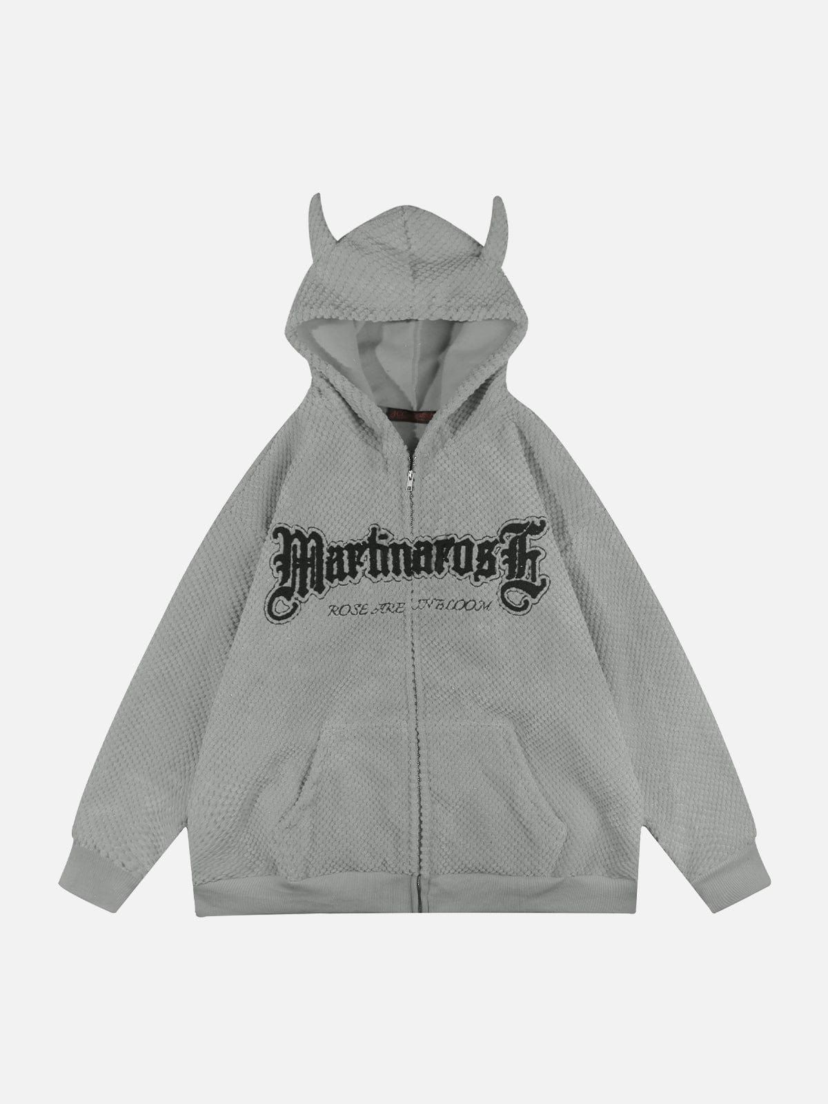 Gothic Letter Devil Head Hoodie sold by Yugen Theory