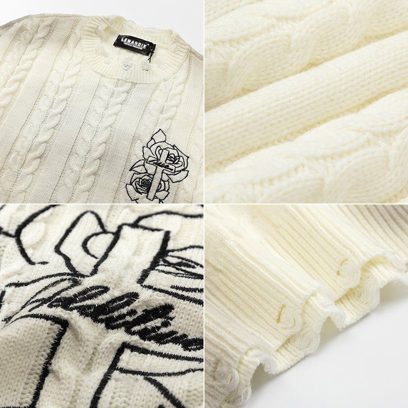 Tie Dye Distressed Knit Sweater Rose Cross sold by Yugen Theory product image thumbnail 5