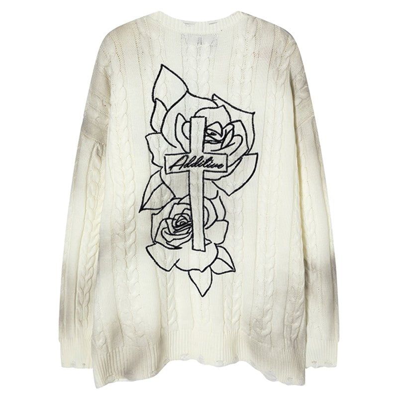 Tie Dye Distressed Knit Sweater Rose Cross sold by Yugen Theory product image thumbnail 2