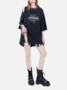 Irregular Hole Spider Web T-Shirt sold by Yugen Theory
