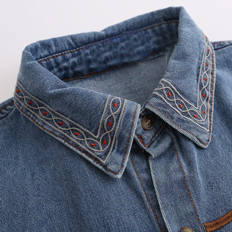 Chic Short Sleeves Denim Shirt Beach Party sold by Yugen Theory product image thumbnail 3