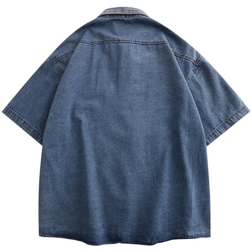 Chic Short Sleeves Denim Shirt Beach Party sold by Yugen Theory product image thumbnail 2