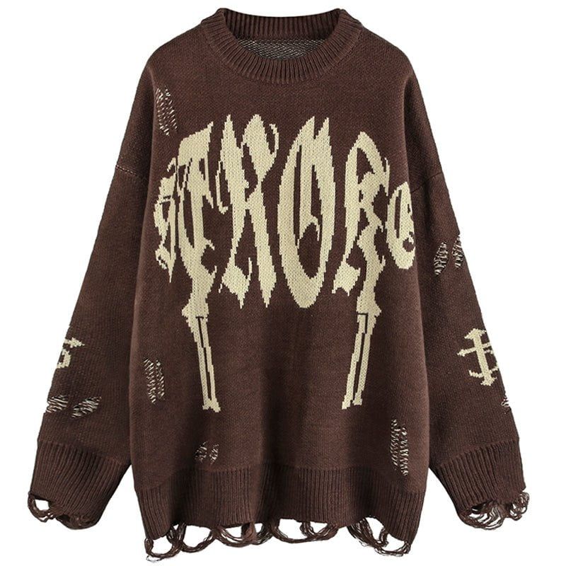 Distressed Knit Sweater Cross sold by Yugen Theory