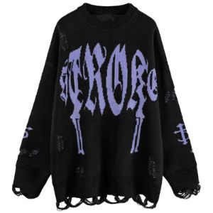 Distressed Knit Sweater Cross sold by Yugen Theory
