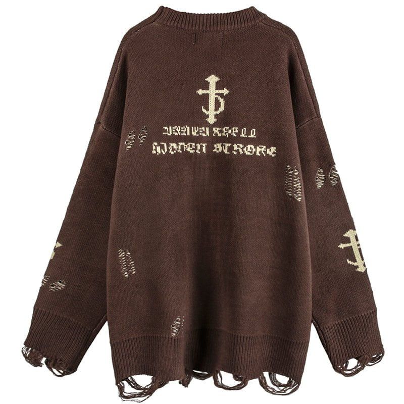 Distressed Knit Sweater Cross sold by Yugen Theory product image thumbnail 4