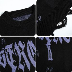 Distressed Knit Sweater Cross sold by Yugen Theory
