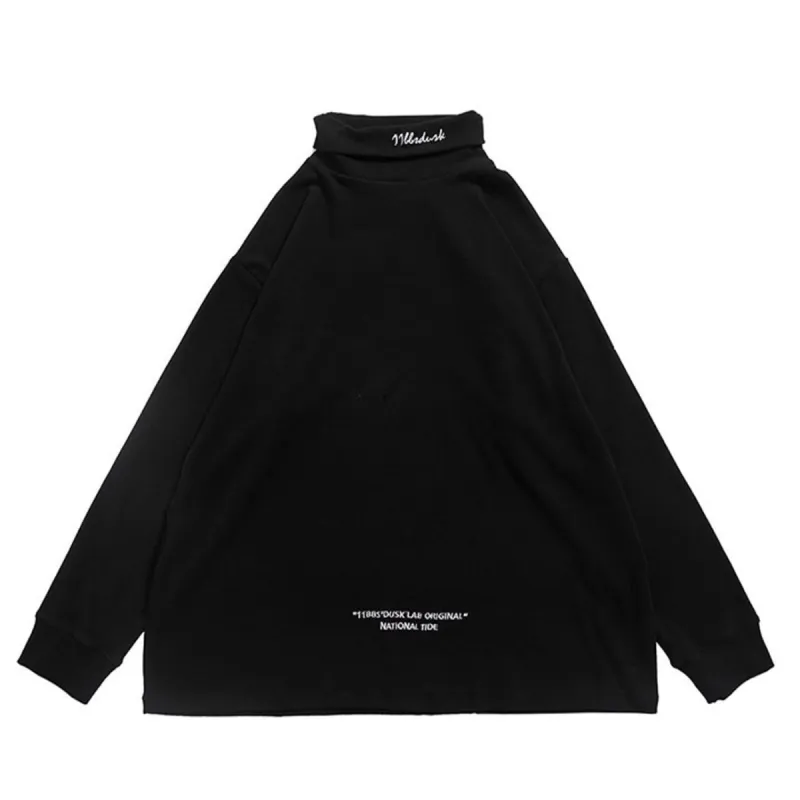 Dark Turtleneck Embroidery Sweatshirt sold by Yugen Theory