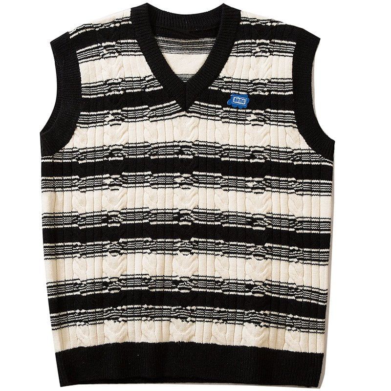 Vintage Cable Knit Vest Stripes sold by Yugen Theory product image thumbnail 3