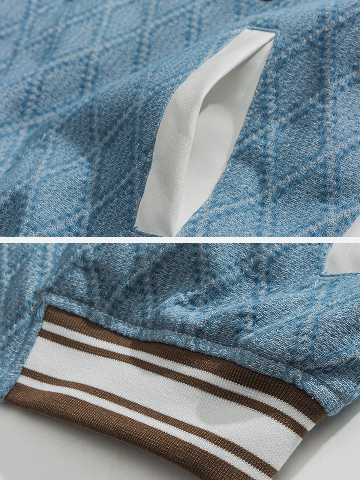 Colorblock Embroidered Letters Varsity Jacket sold by Yugen Theory product image thumbnail 4