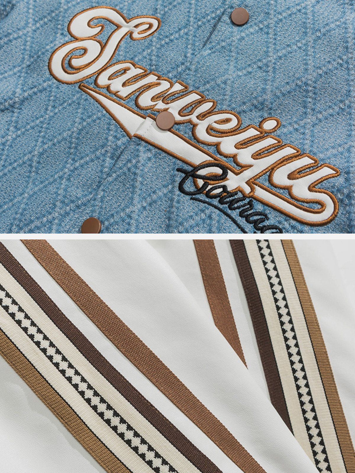 Colorblock Embroidered Letters Varsity Jacket sold by Yugen Theory product image thumbnail 3