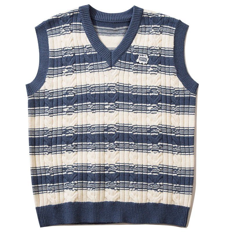 Vintage Cable Knit Vest Stripes sold by Yugen Theory