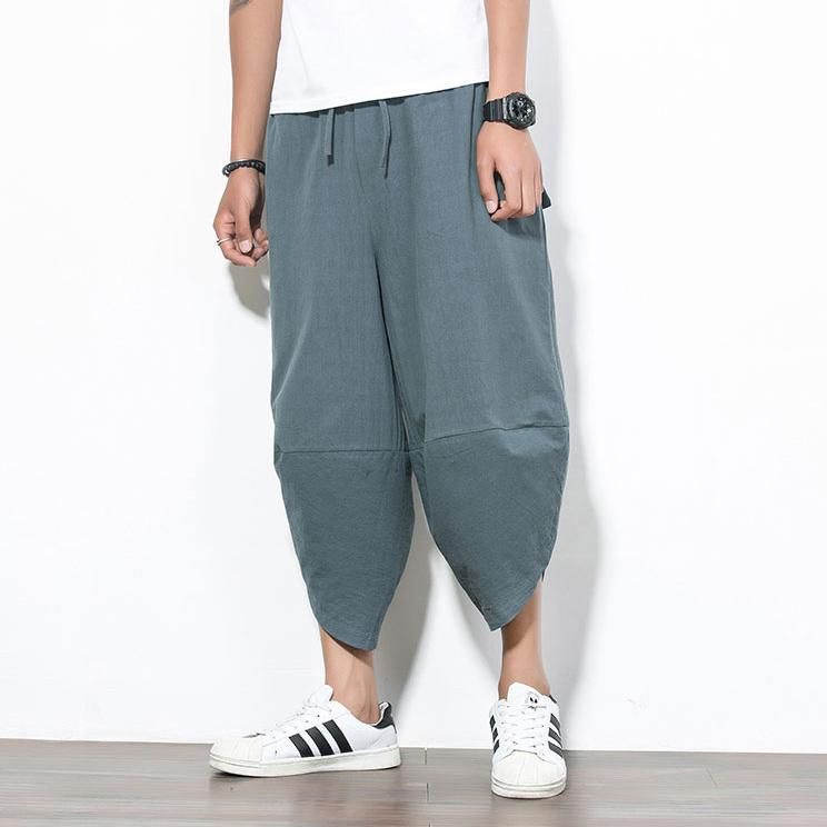 Solid Grey Capri Cropped Japanese Pants sold by Yugen Theory