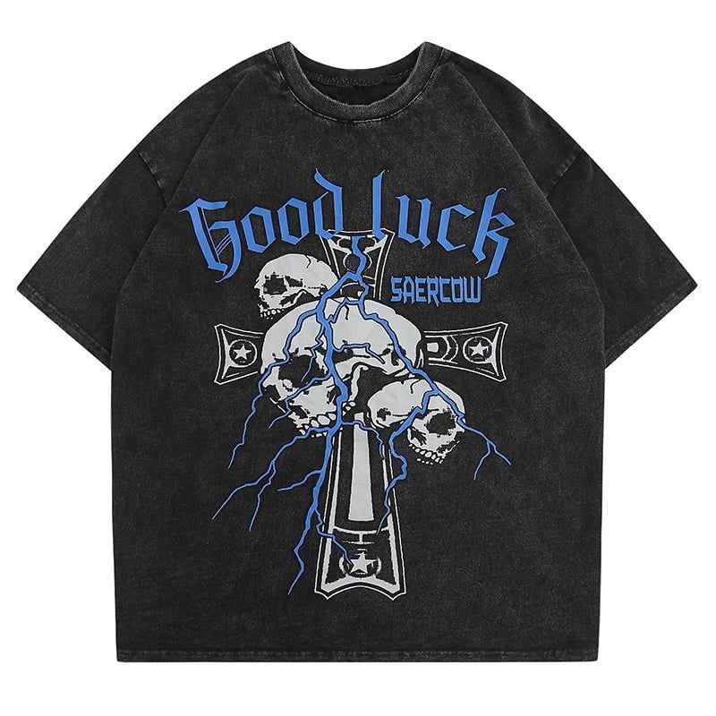 Retro T-shirt Cross and Skull sold by Yugen Theory product image thumbnail 2