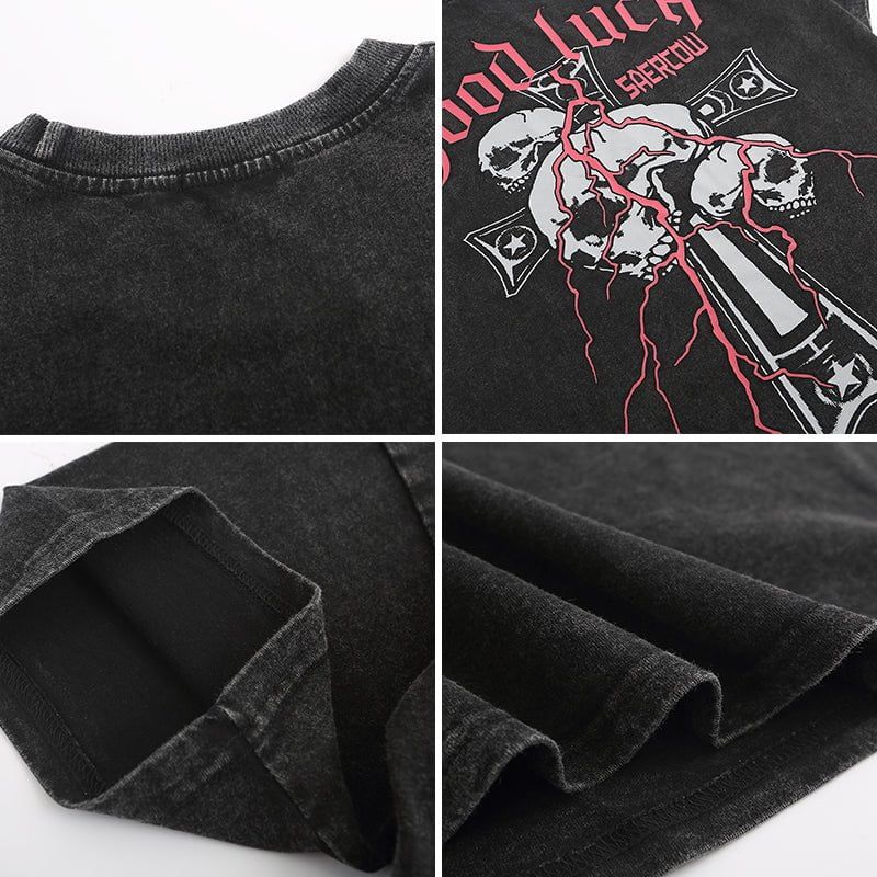 Retro T-shirt Cross and Skull sold by Yugen Theory product image thumbnail 4