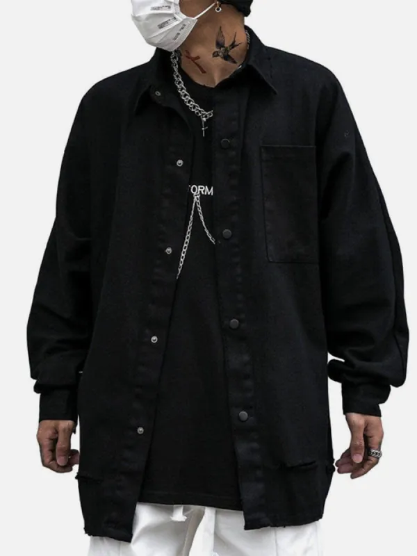 Back Embroidery Long Sleeve Shirt sold by Yugen Theory