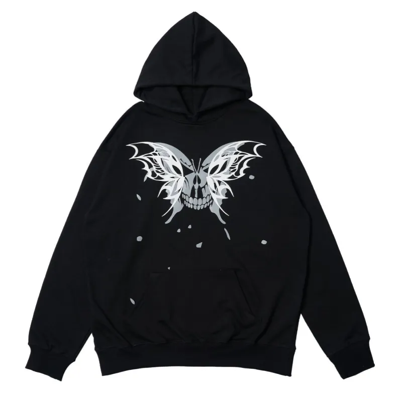 Skull Butterfly Hoodies sold by Yugen Theory