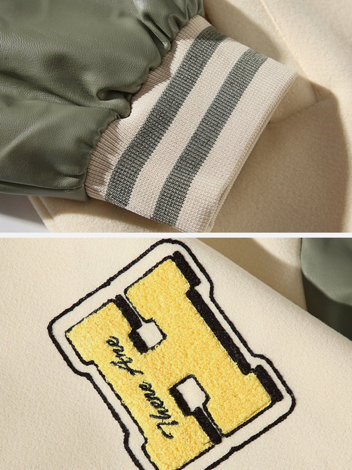 Splicing Contrast Varsity Jacket sold by Yugen Theory product image thumbnail 4