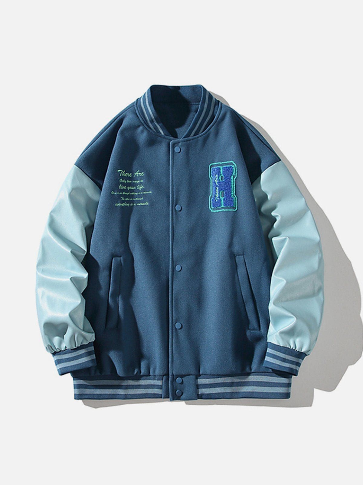 Splicing Contrast Varsity Jacket sold by Yugen Theory product image thumbnail 3