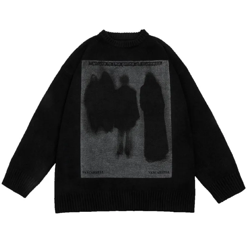 Dark Ghost Print Knitted Sweater sold by Yugen Theory