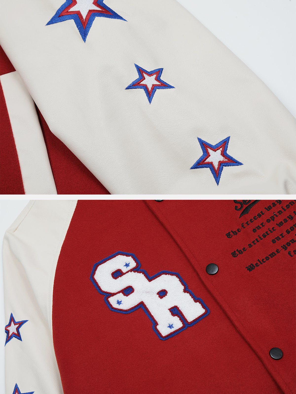 Flocking Baseball Print Varsity Jacket sold by Yugen Theory product image thumbnail 3