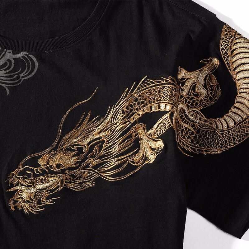 Dragon on Shoulder Embroidery Japanese T-Shirt sold by Yugen Theory product image thumbnail 3